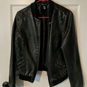 Leather bomber jacket